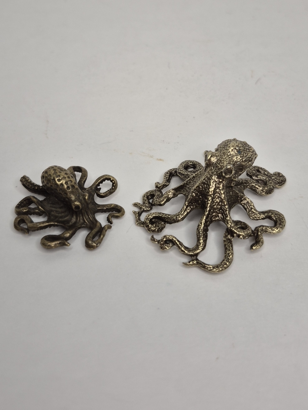 Two Miniature Brass Octopus Figures Very Detailed